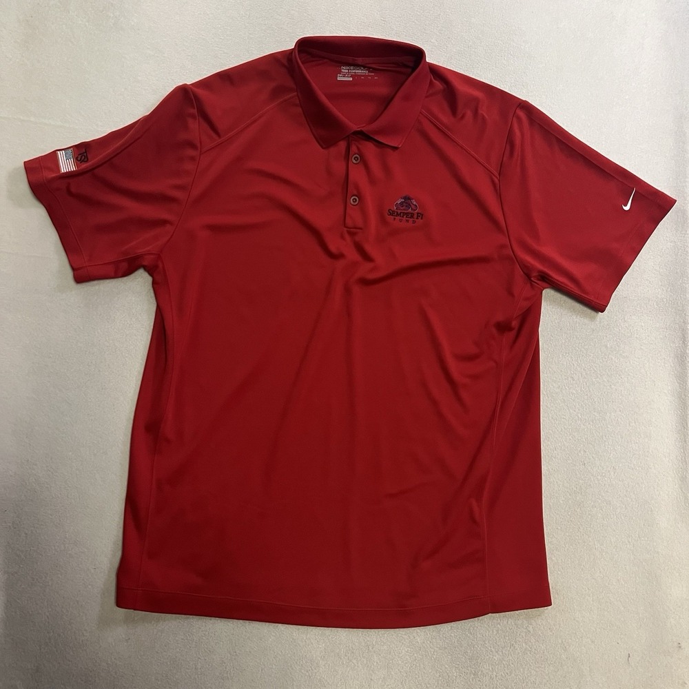 USMC Semper FI Fund Americas Fund Nike Golf Polo Shirt Men's Size 2XL Red Golf